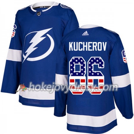 Pánské Hokejový Dres Tampa Bay Lightning Nikita Kucherov 86 2017-2018 USA Flag Fashion Modrá Adidas Authentic